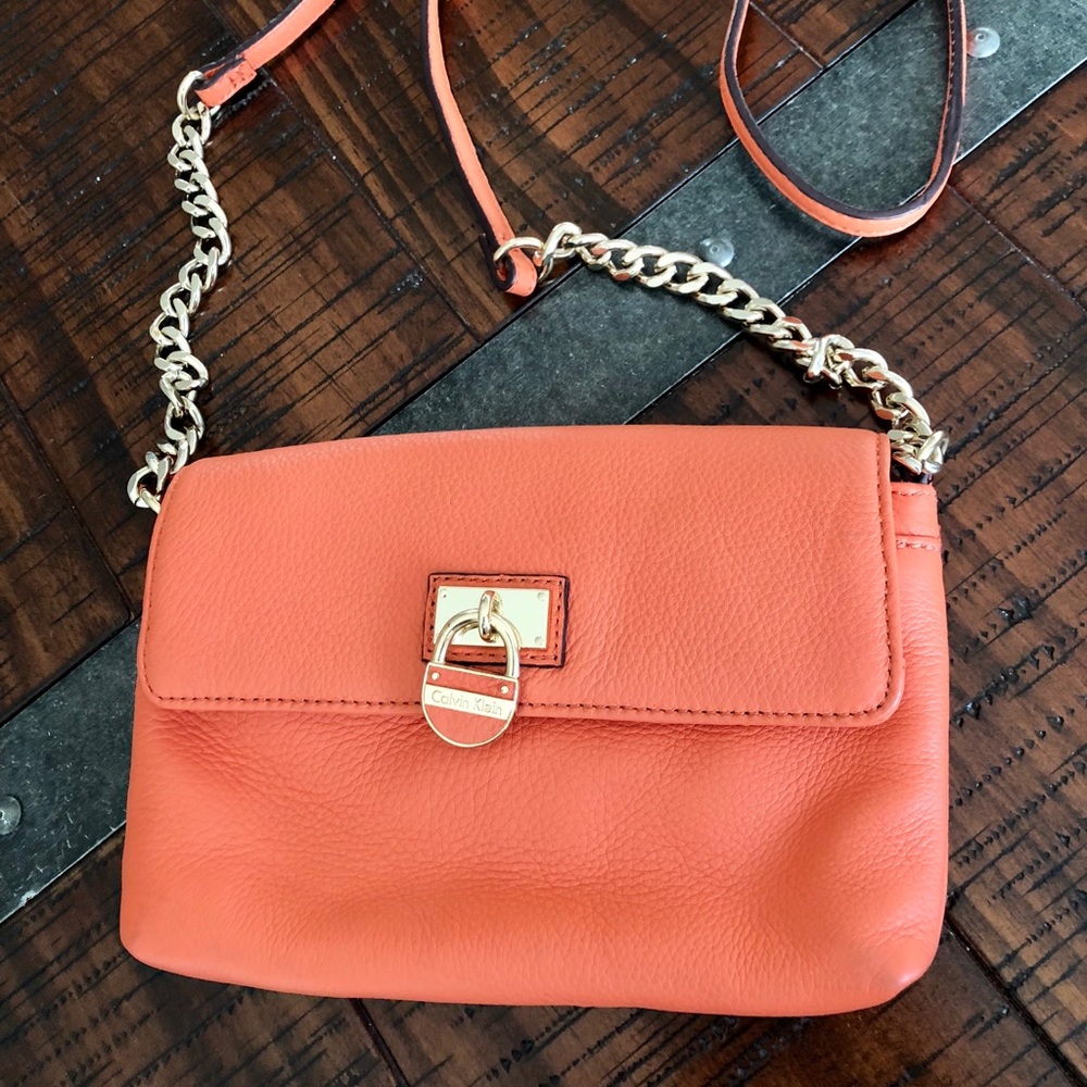 CALVIN KLEIN Salmon Orange Crossbody Purse